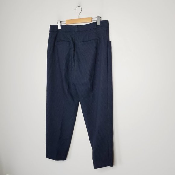 Banana Republic Pants Straight Drape High Rise Tapered Dotted Black Navy 8 - Picture 6 of 14